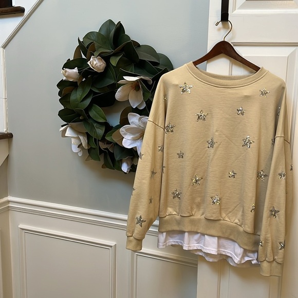 SISTER NANCY Beige Novelty Sweatshirt with Star Embellishments - Picture 3 of 6